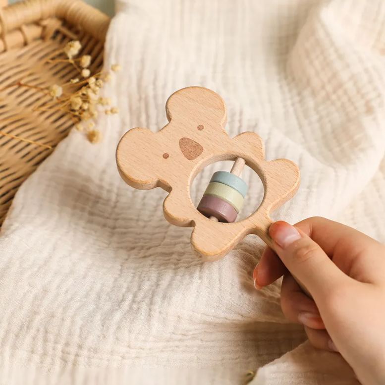 Personalized Baby Wooden Animal Shape Rattle | CWBaby153