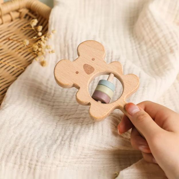Personalized Baby Wooden Animal Shape Rattle | CWBaby153