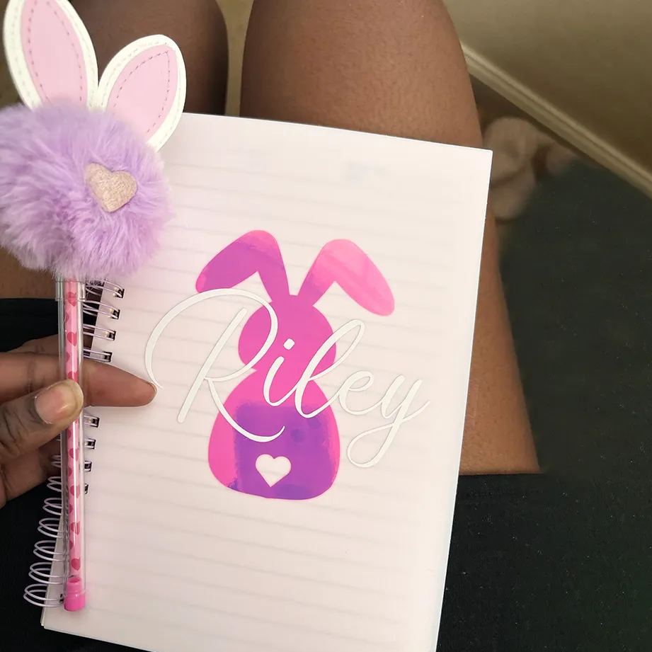 Personalised Easter Bunny Notebook and Pom-Pen Set  | CWToy108