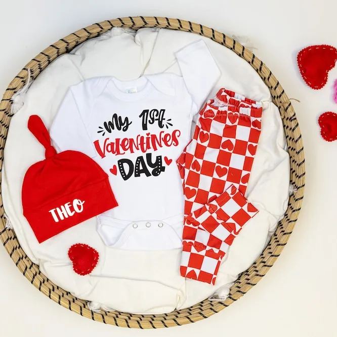 Personalized Baby 1st Valentines Day Outfit Set | CWBaby167