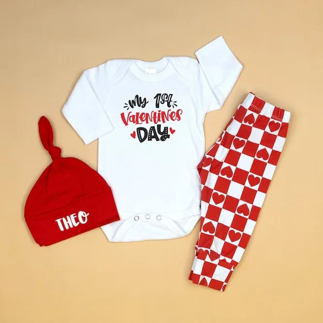 Personalized Baby 1st Valentines Day Outfit Set | CWBaby167