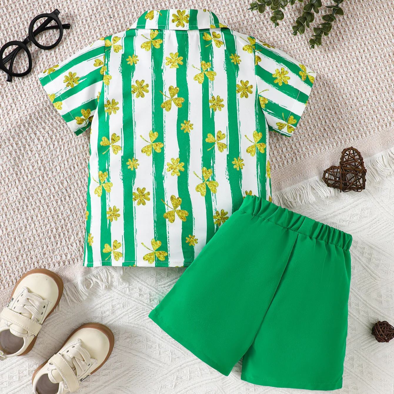 Personalized Baby Boy St. Patrick's Day Clover Shirt Outfit Set | CWBaby175