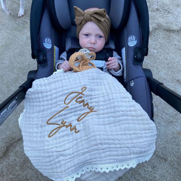 Personalized Embroidered Name Baby Swaddle Blanket for Unique Gift | CWBaby78