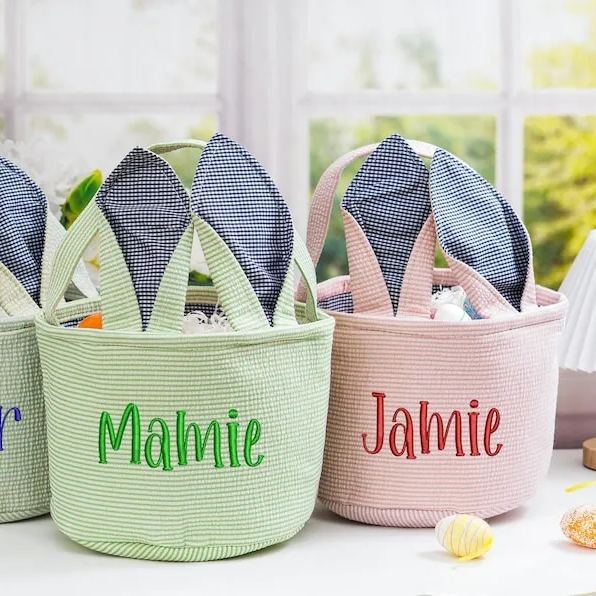 Personalized Embroidered Easter Bunny Basket | CWEaster21