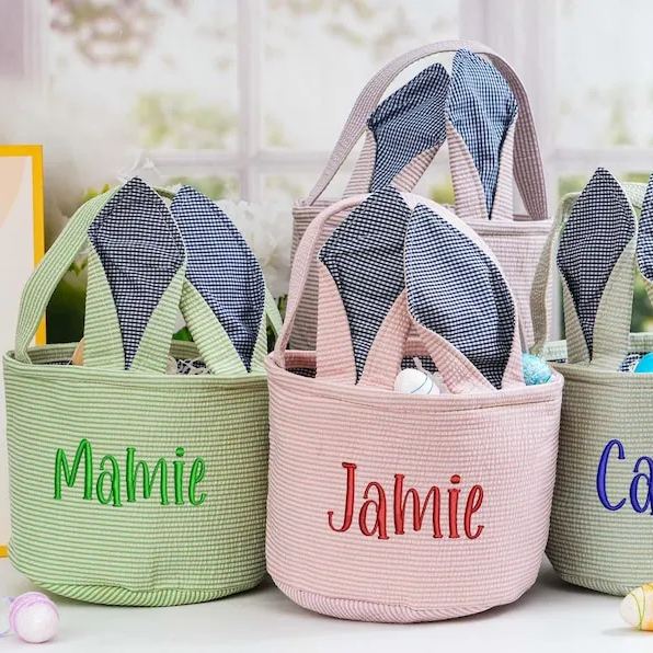 Personalized Embroidered Easter Bunny Basket | CWEaster21