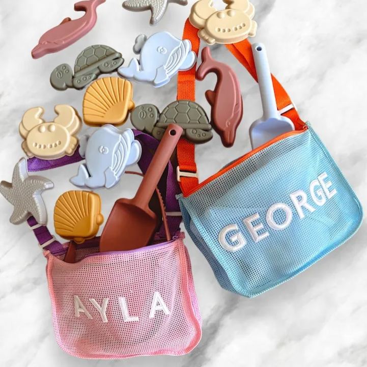 Personalized Seashell Zipper Mesh Beach Bag | CWBeach50