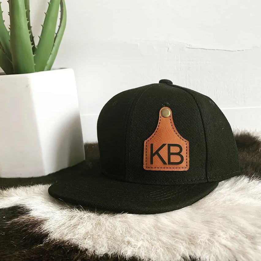 Personalize Kids Leather Patch Cow Tag Hat | CWBeach158