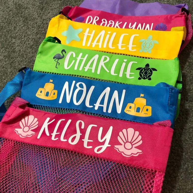 Personalized Lovely Seashell Mesh Beach Bag | CWBeach0201