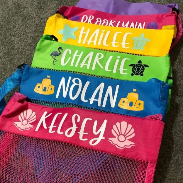 Personalized Lovely Seashell Mesh Beach Bag | CWBeach0201