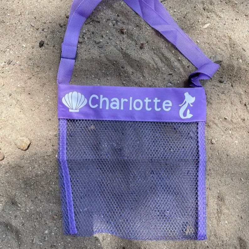 Personalized Lovely Seashell Mesh Beach Bag | CWBeach0201