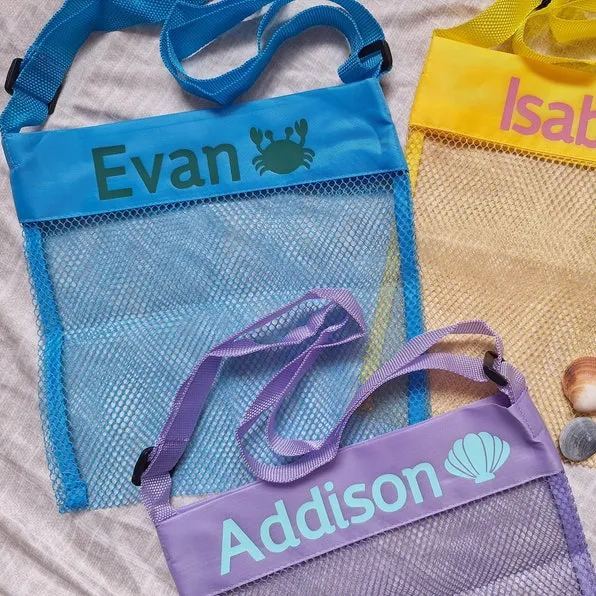 Personalized Lovely Seashell Mesh Beach Bag | CWBeach0201