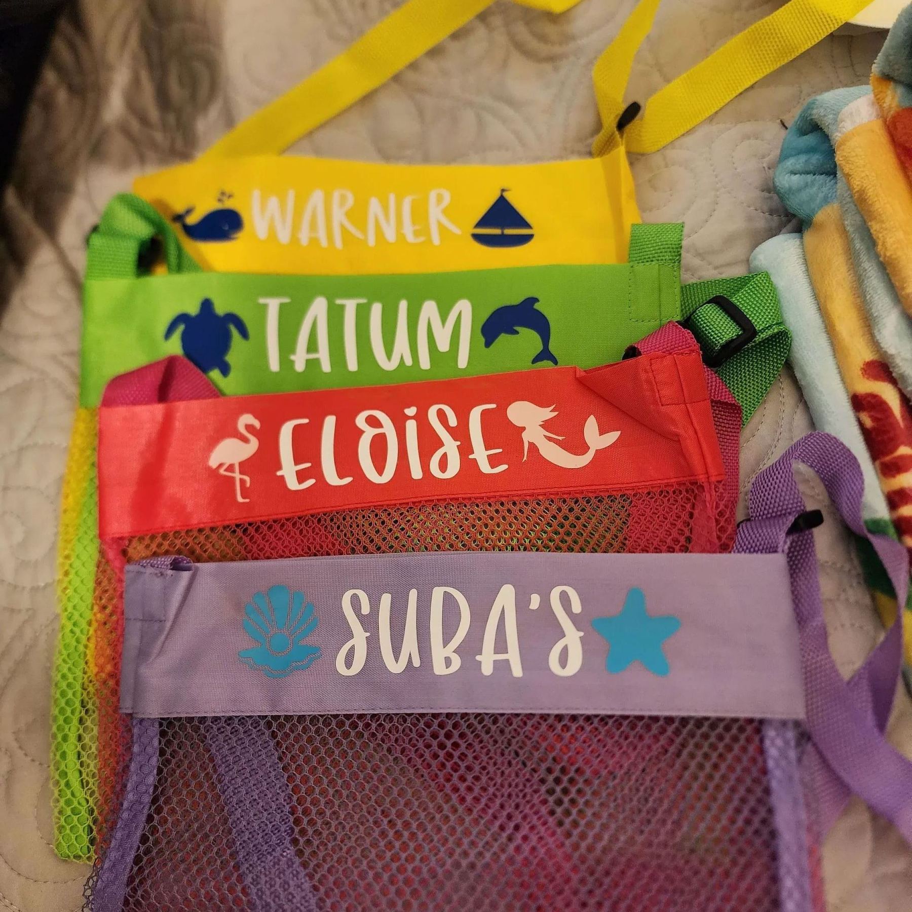 Personalized Lovely Seashell Mesh Beach Bag | CWBeach0201