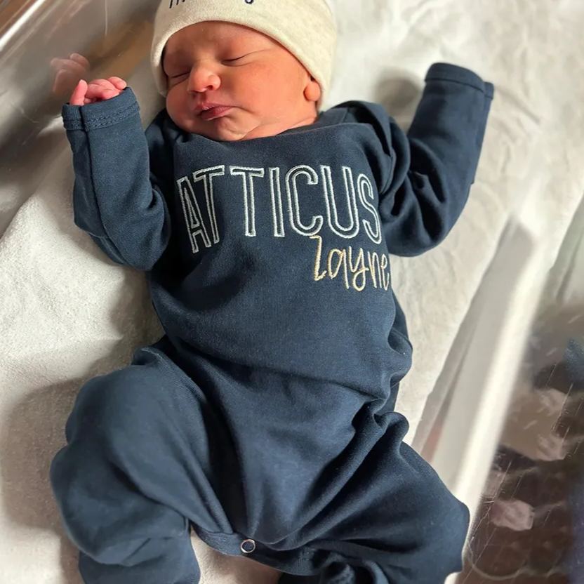 Personalized Embroidery Baby Coming Home Romper and Hat Set | CWBaby203