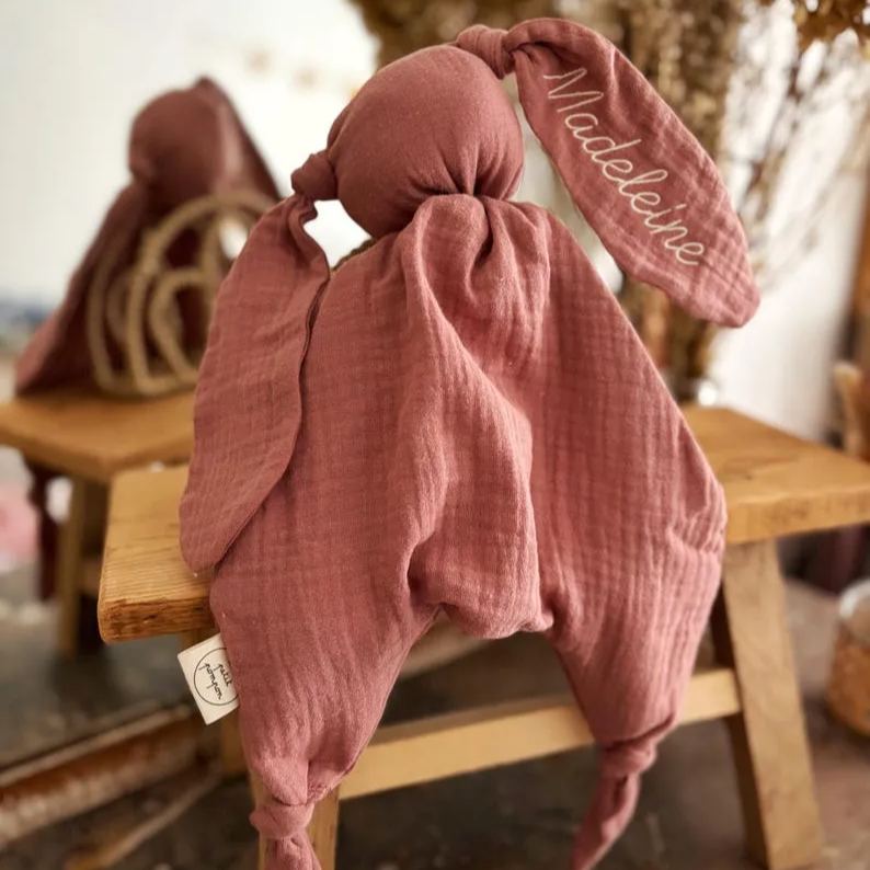 Personalized Baby Embroidery Rabbit Comforter Sleep Toy | CWToy120