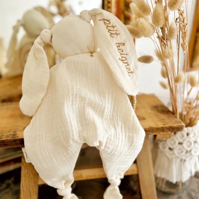 Personalized Baby Embroidery Rabbit Comforter Sleep Toy | CWToy120