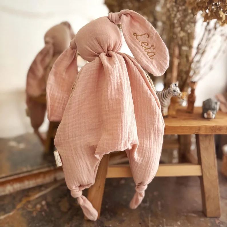 Personalized Baby Embroidery Rabbit Comforter Sleep Toy | CWToy120