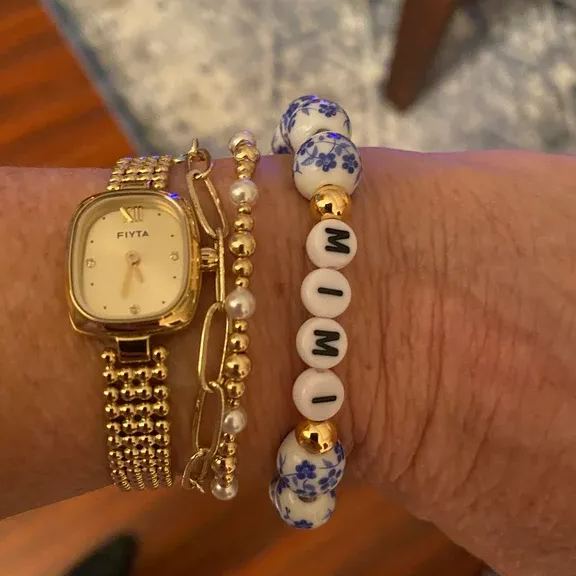 Personalized Bohemian Blue Porcelain Floral Bracelet | CWBeach185