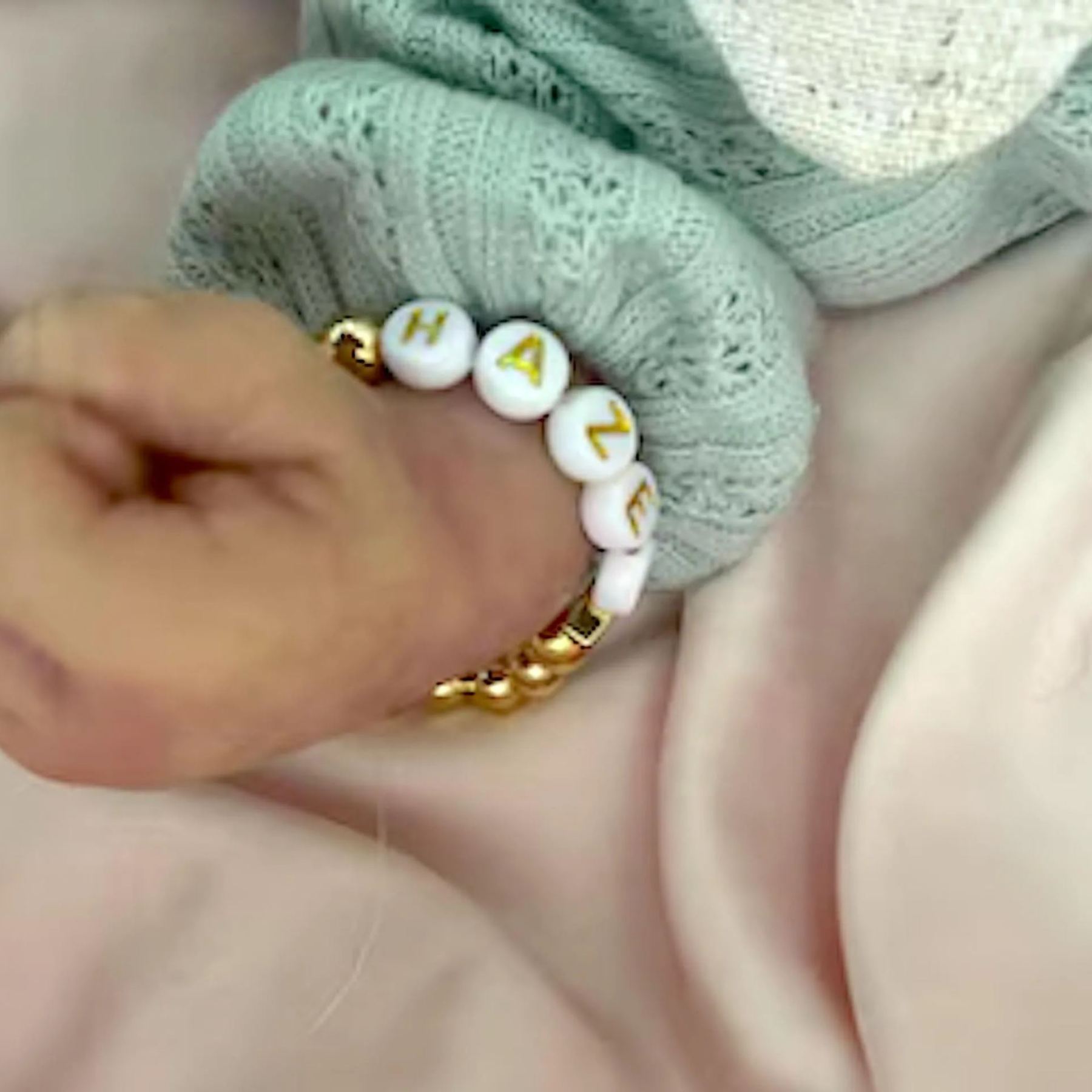 Personalized 14K Gold Baby Shower Gift Bracelet | CWBeach187