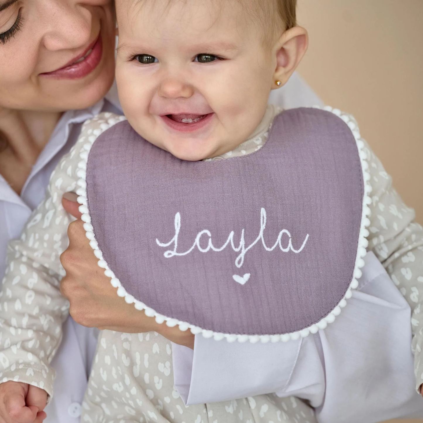 Personalized Embroidered Monogrammed Baby Muslin Bib | CWBaby214
