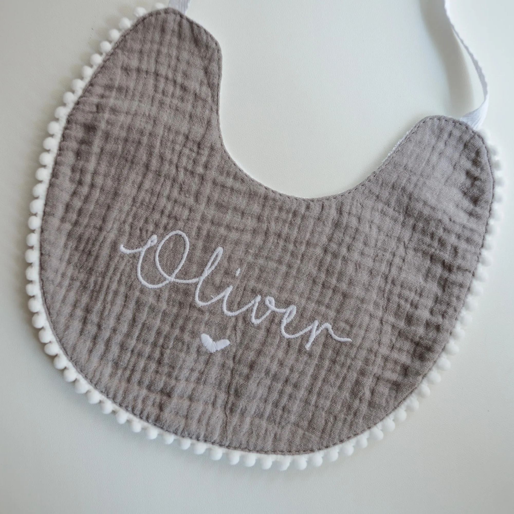 Personalized Embroidered Monogrammed Baby Muslin Bib | CWBaby214