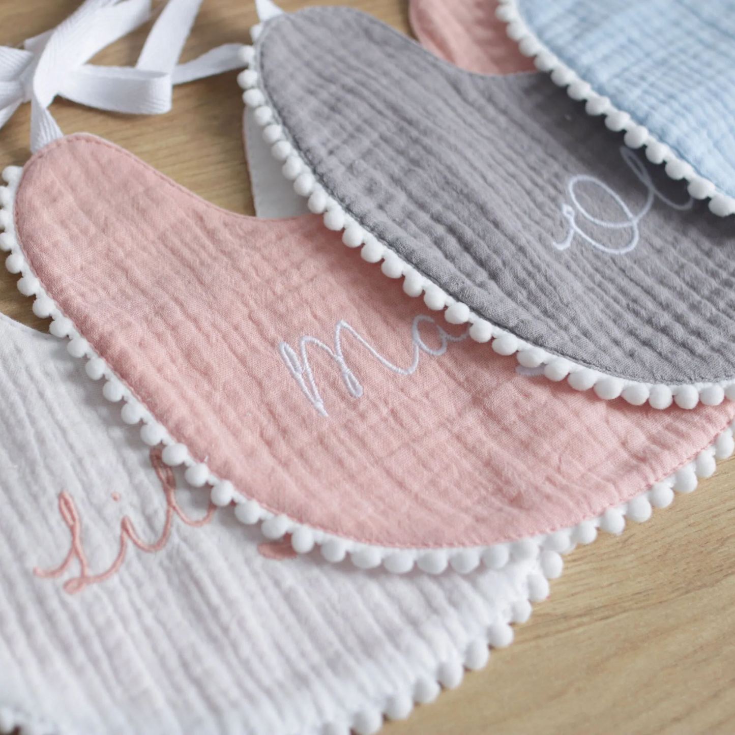 Personalized Embroidered Monogrammed Baby Muslin Bib | CWBaby214