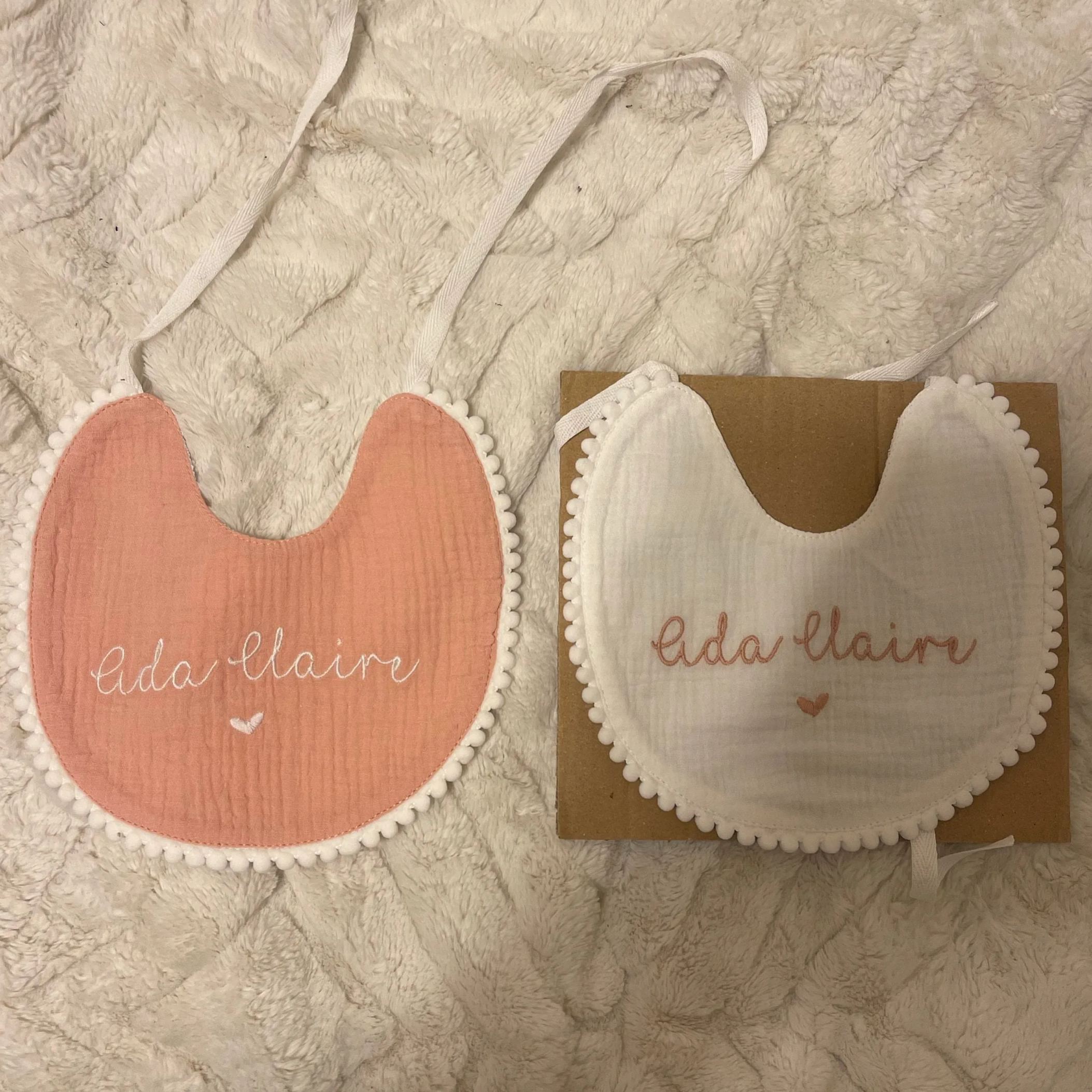 Personalized Embroidered Monogrammed Baby Muslin Bib | CWBaby214