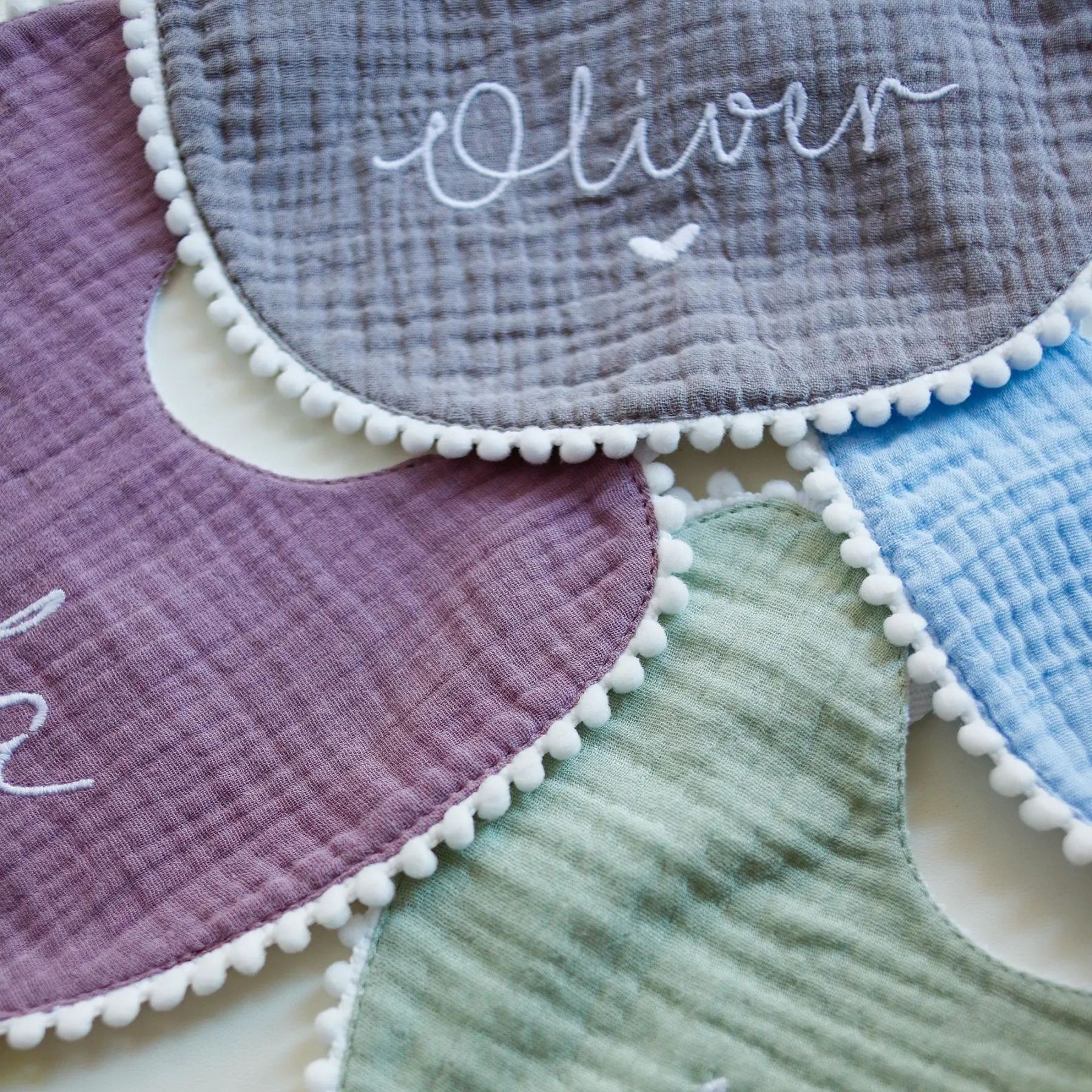 Personalized Embroidered Monogrammed Baby Muslin Bib | CWBaby214