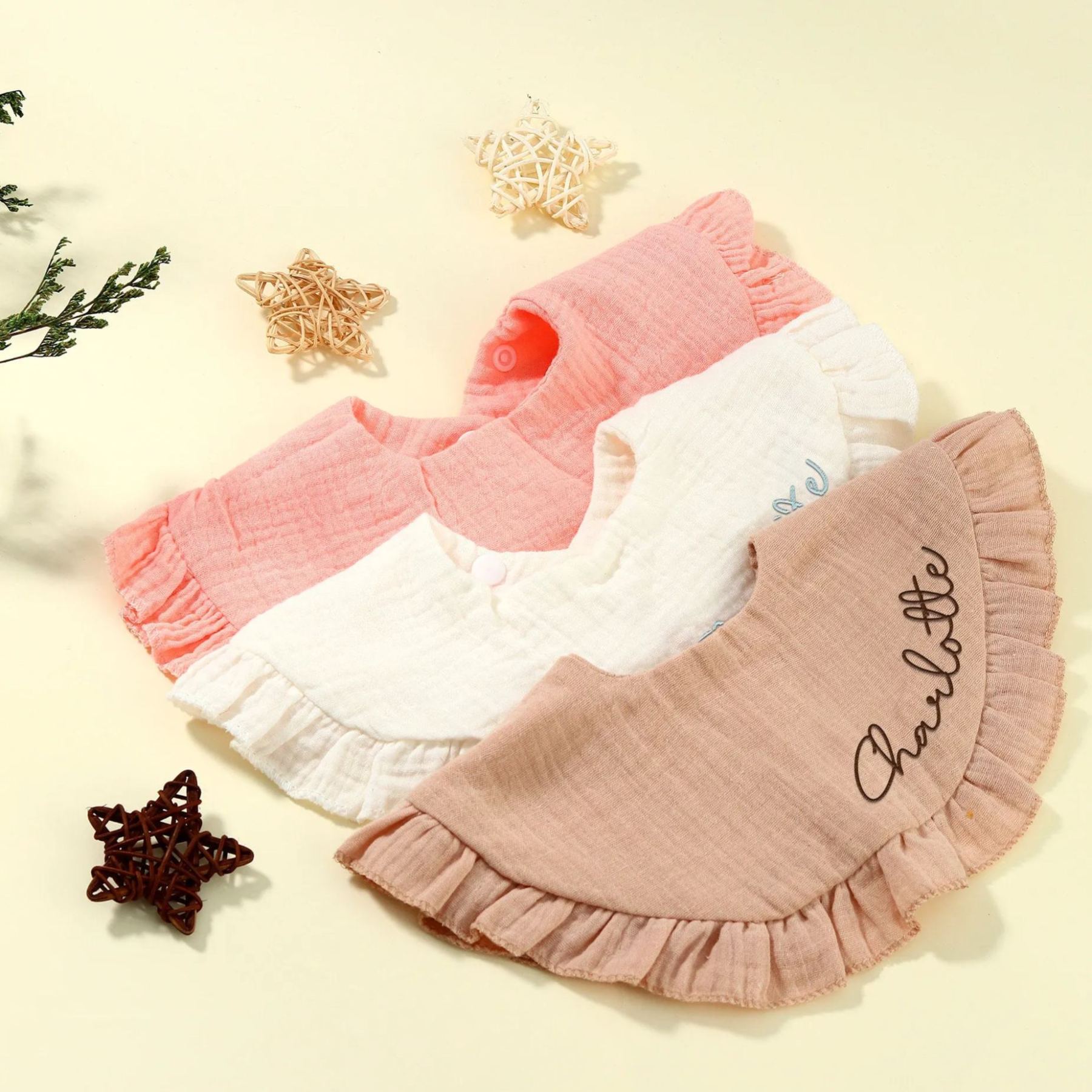 Personalized Embroidered Baby Name Muslin Bib | CWBaby216