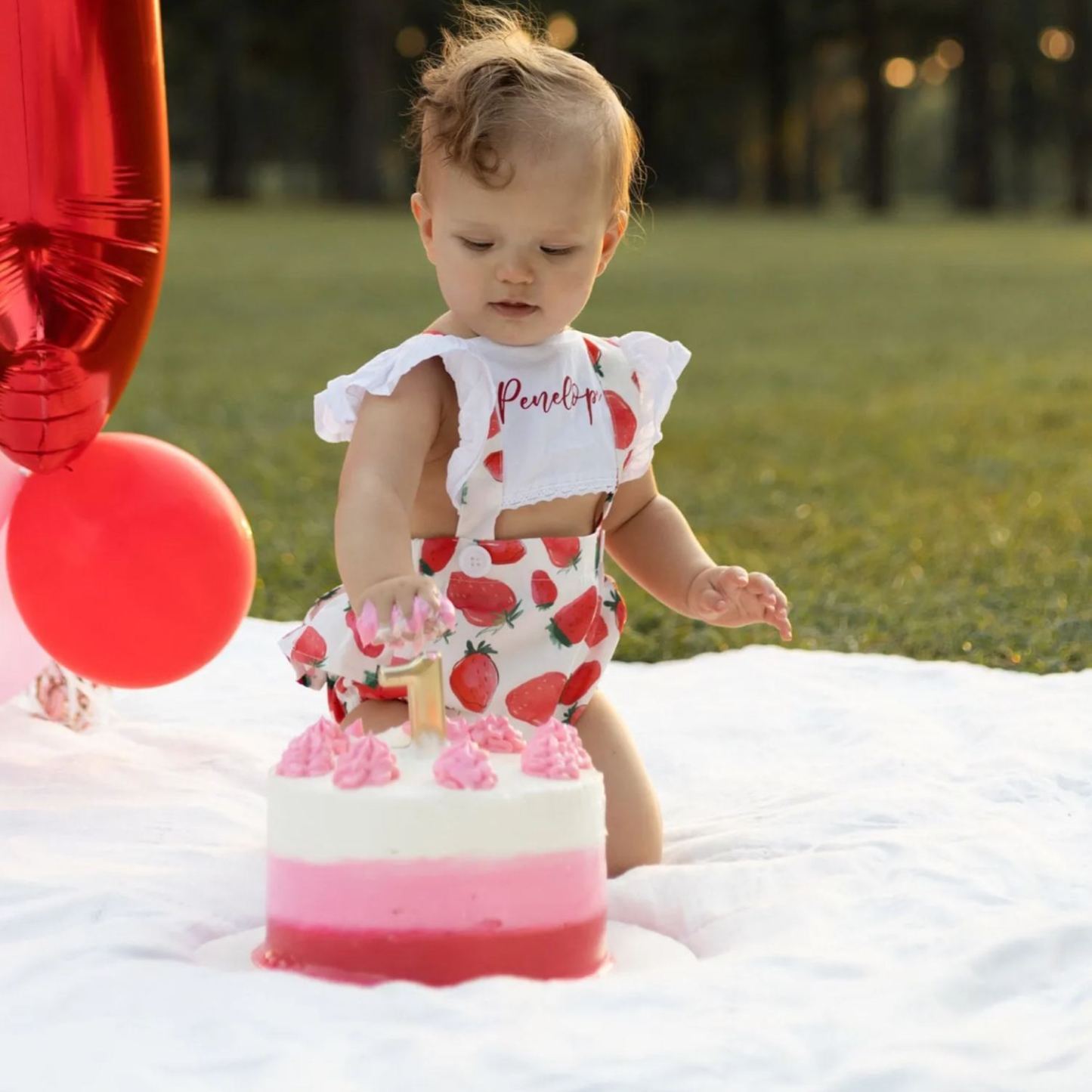 Personalised Baby Girl Strawberry / Watermelon Outfit Set | CWBaby218