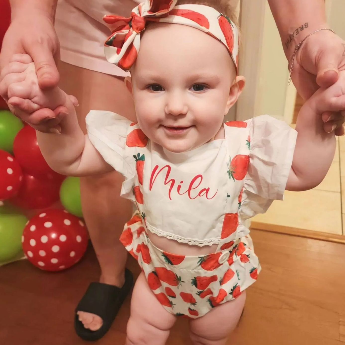 Personalised Baby Girl Strawberry / Watermelon Outfit Set | CWBaby218
