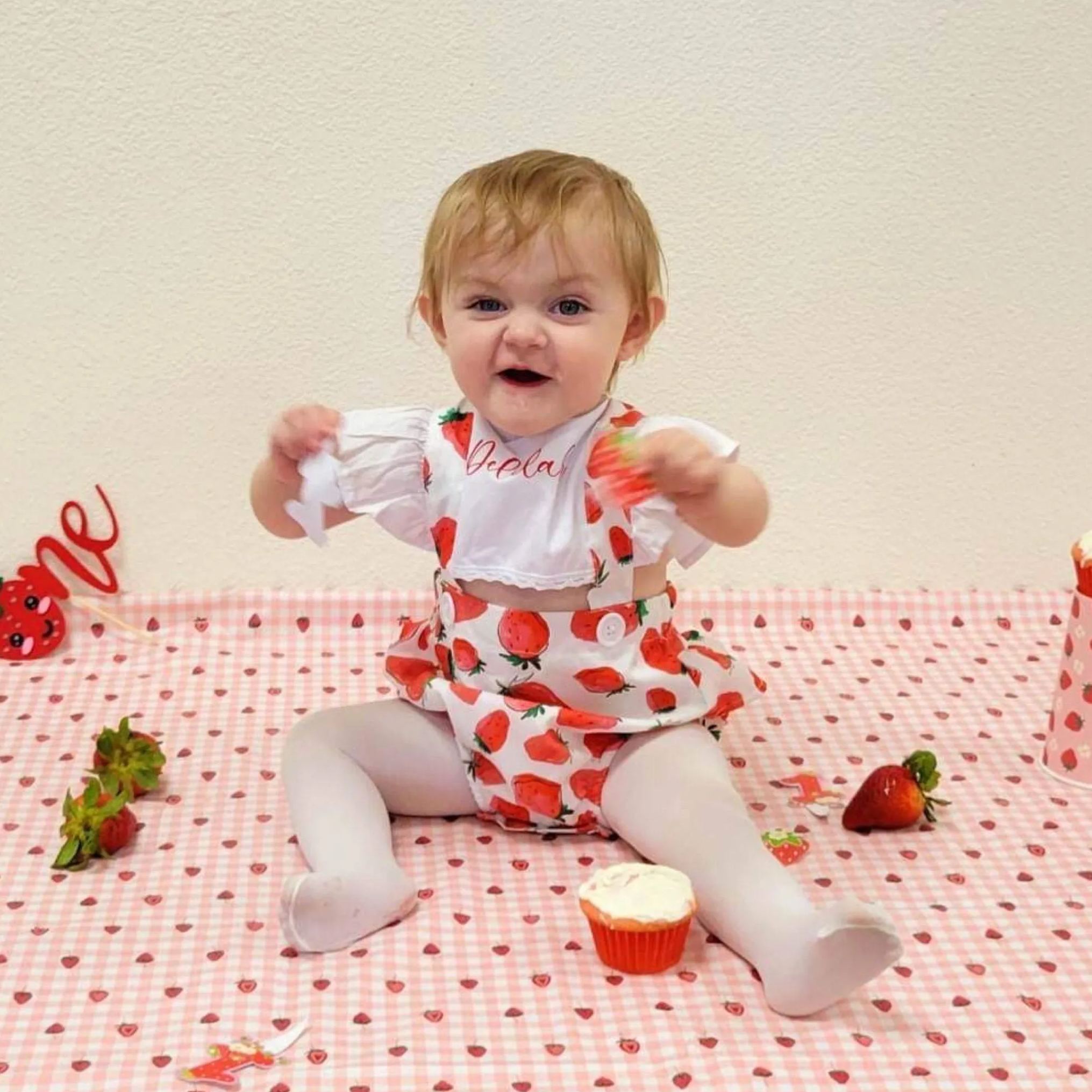 Personalised Baby Girl Strawberry / Watermelon Outfit Set | CWBaby218