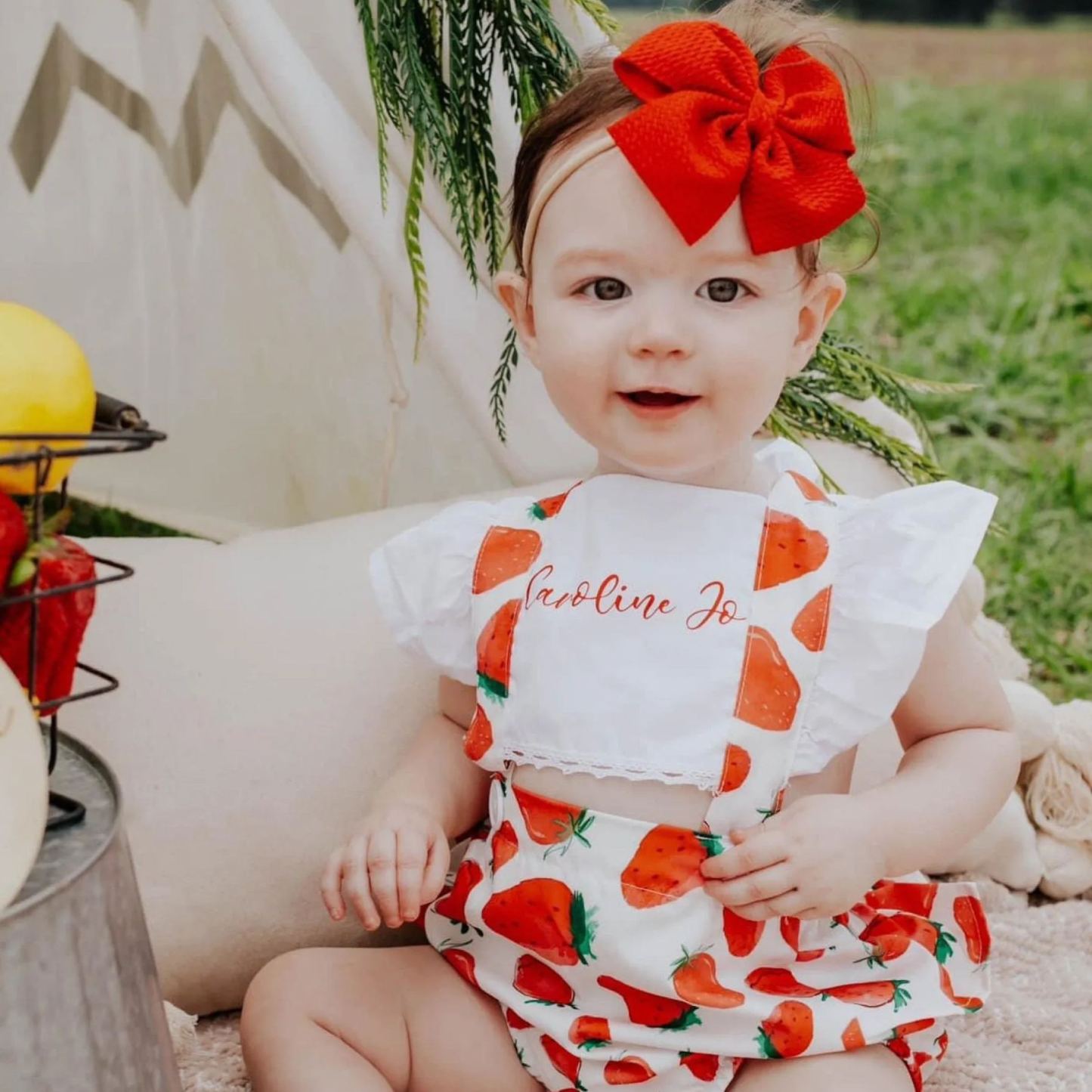 Personalised Baby Girl Strawberry / Watermelon Outfit Set | CWBaby218