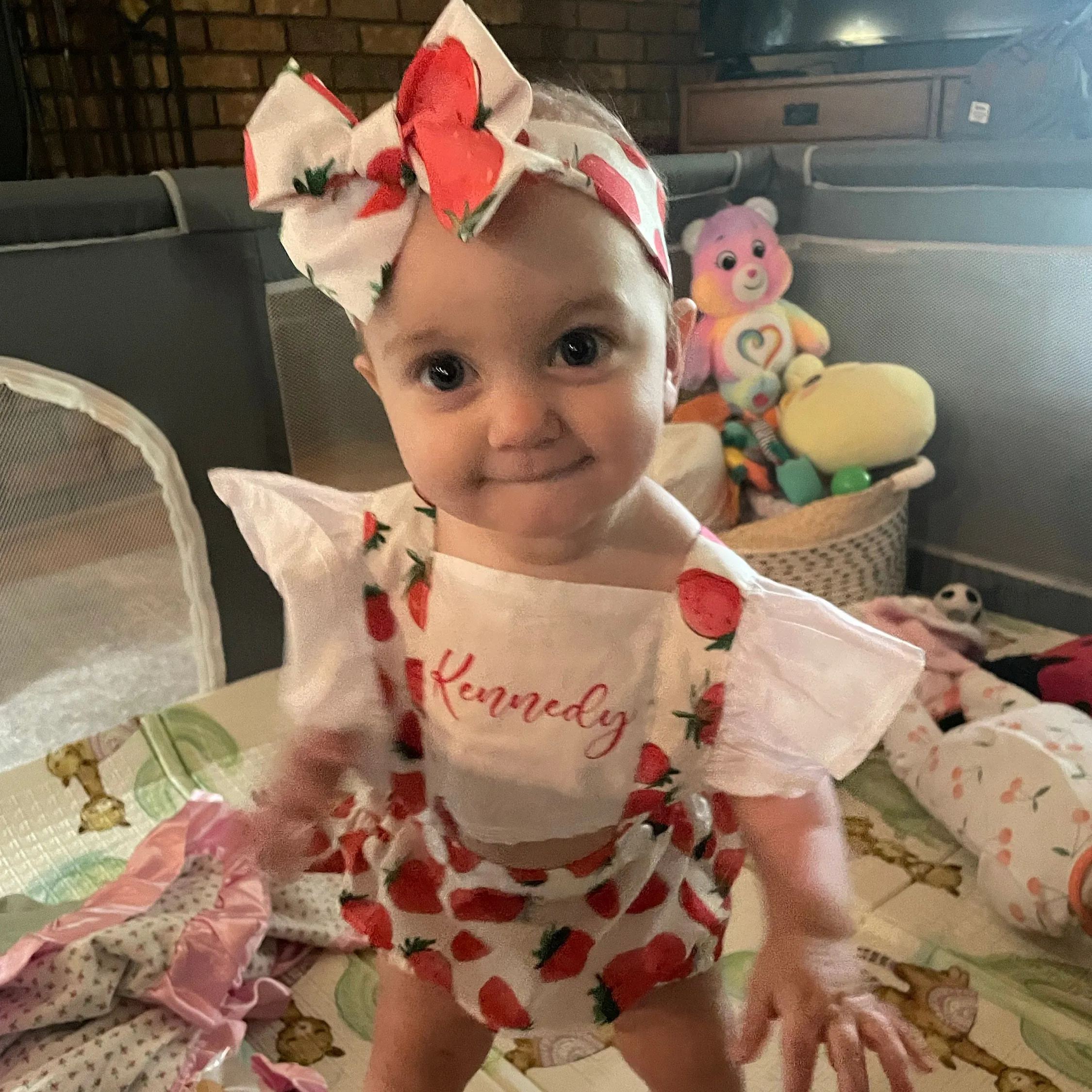 Personalised Baby Girl Strawberry / Watermelon Outfit Set | CWBaby218