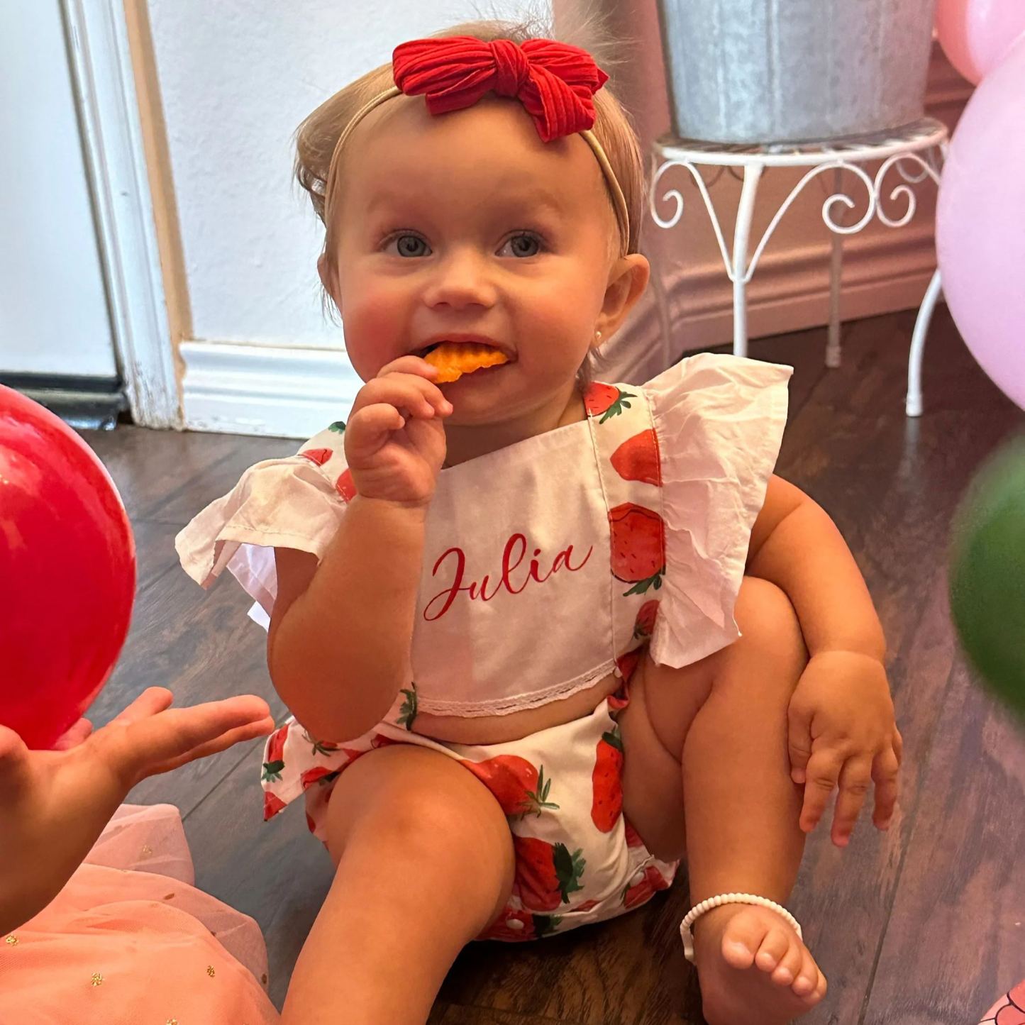 Personalised Baby Girl Strawberry / Watermelon Outfit Set | CWBaby218