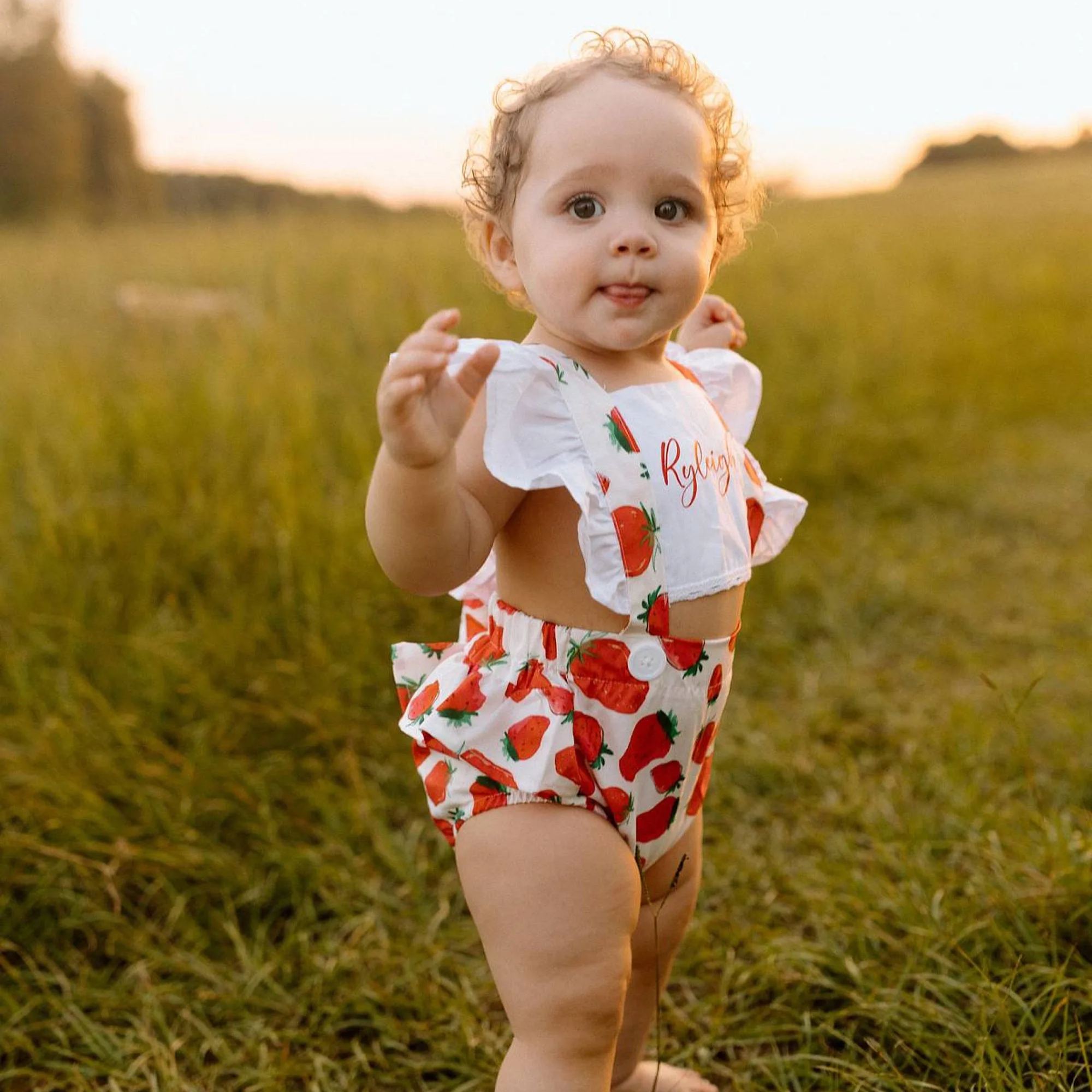 Personalised Baby Girl Strawberry / Watermelon Outfit Set | CWBaby218