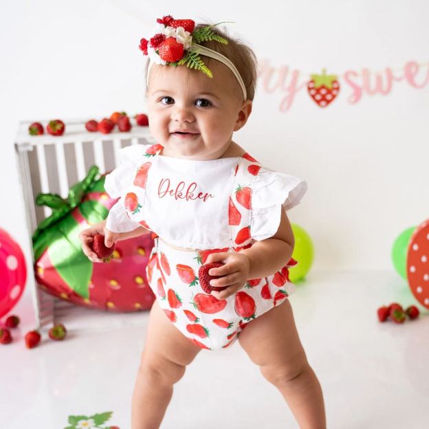 Personalised Baby Girl Strawberry / Watermelon Outfit Set | CWBaby218