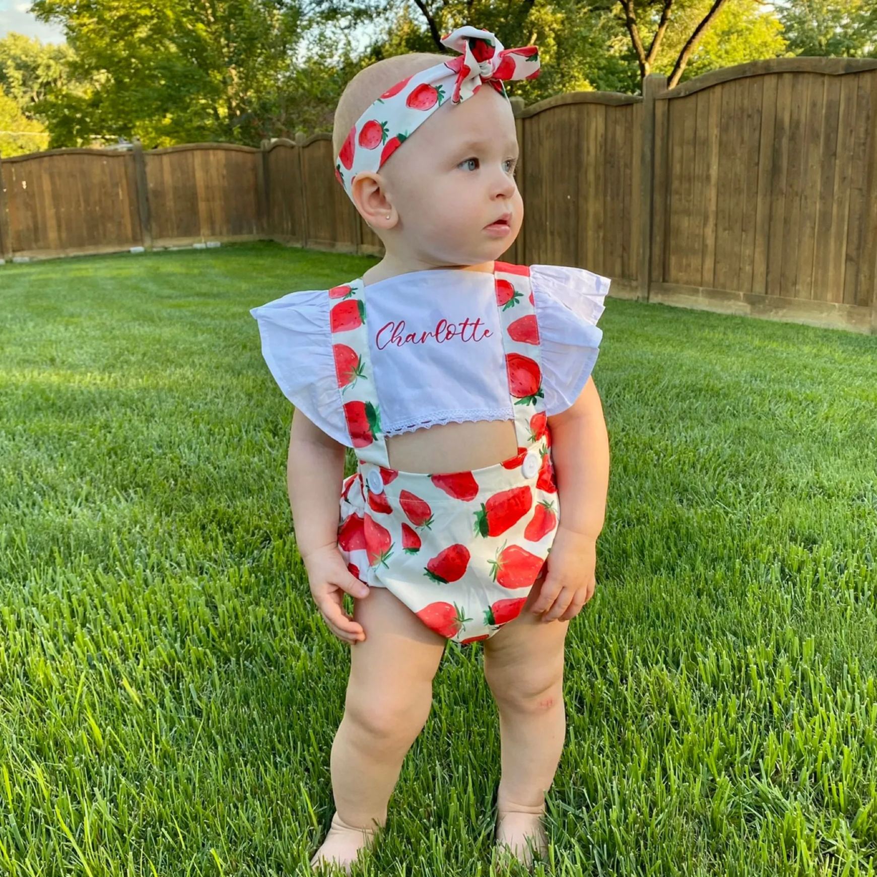 Personalised Baby Girl Strawberry / Watermelon Outfit Set | CWBaby218