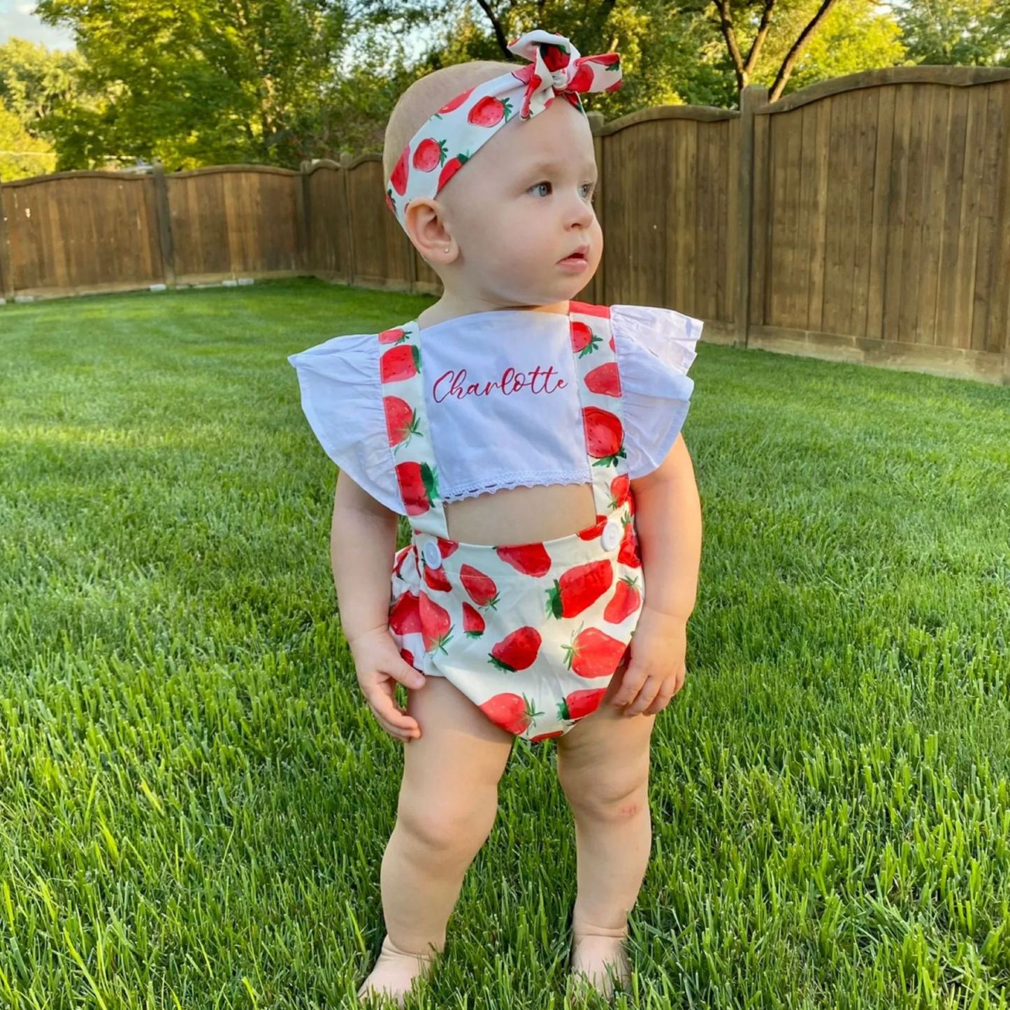 Personalised Baby Girl Strawberry / Watermelon Outfit Set | CWBaby218