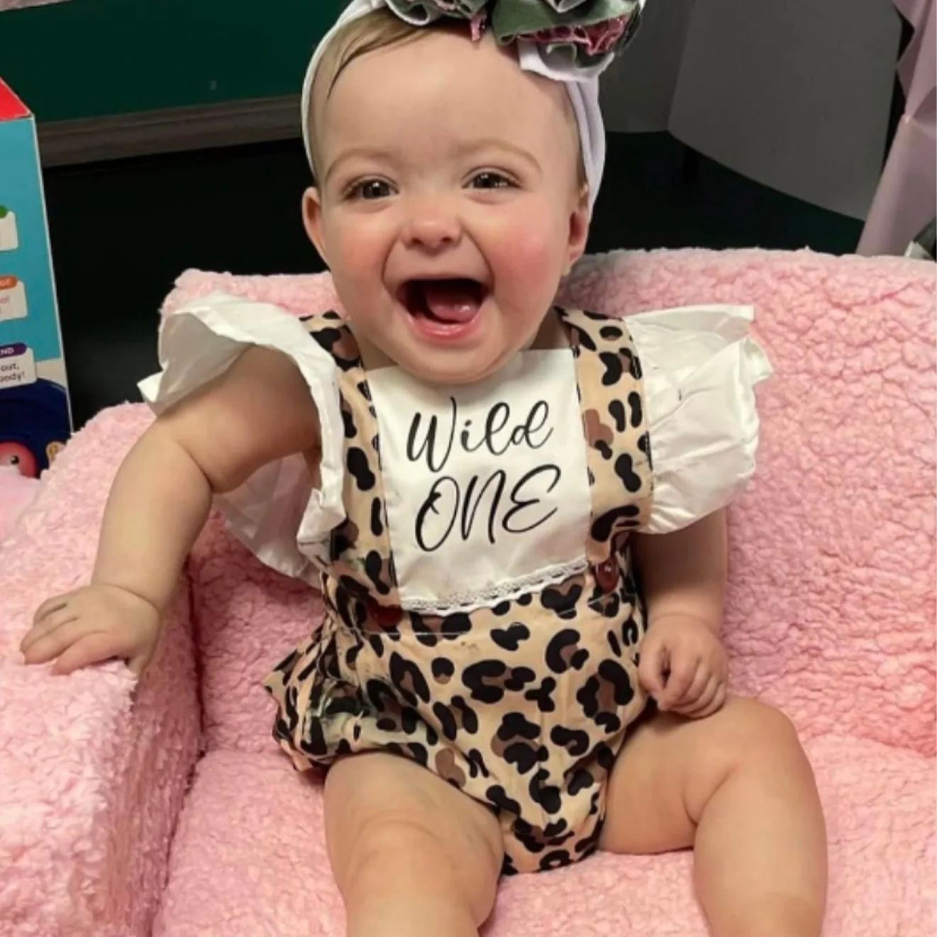 Personalised Baby Girl Leopard Animal Print Outfit Set | CWBaby222