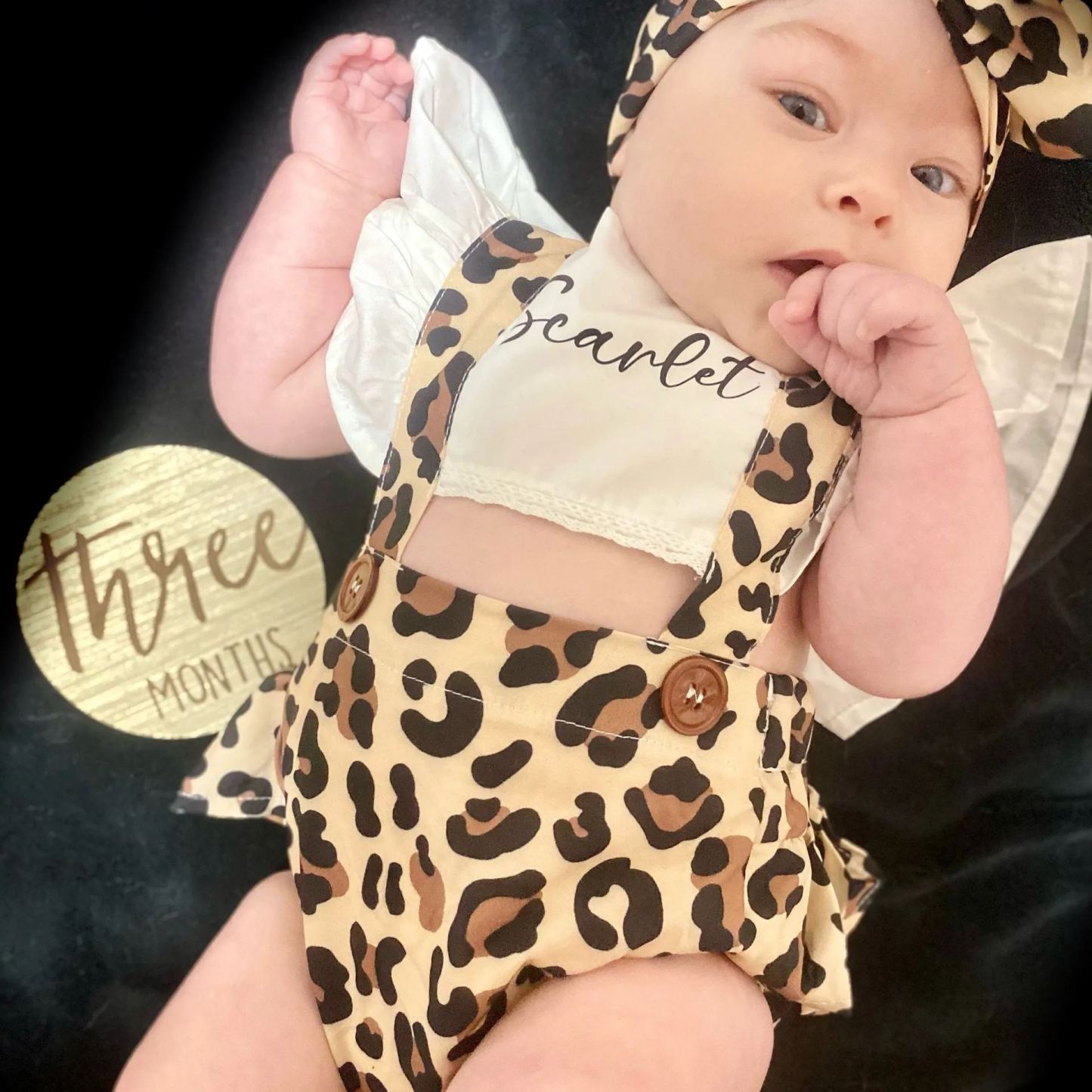 Personalised Baby Girl Leopard Animal Print Outfit Set | CWBaby222