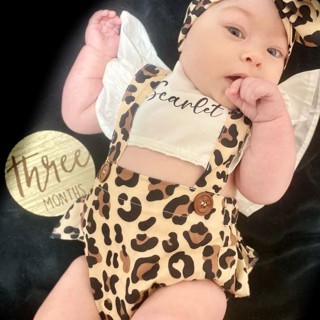 Personalised Baby Girl Leopard Animal Print Outfit Set | CWBaby222