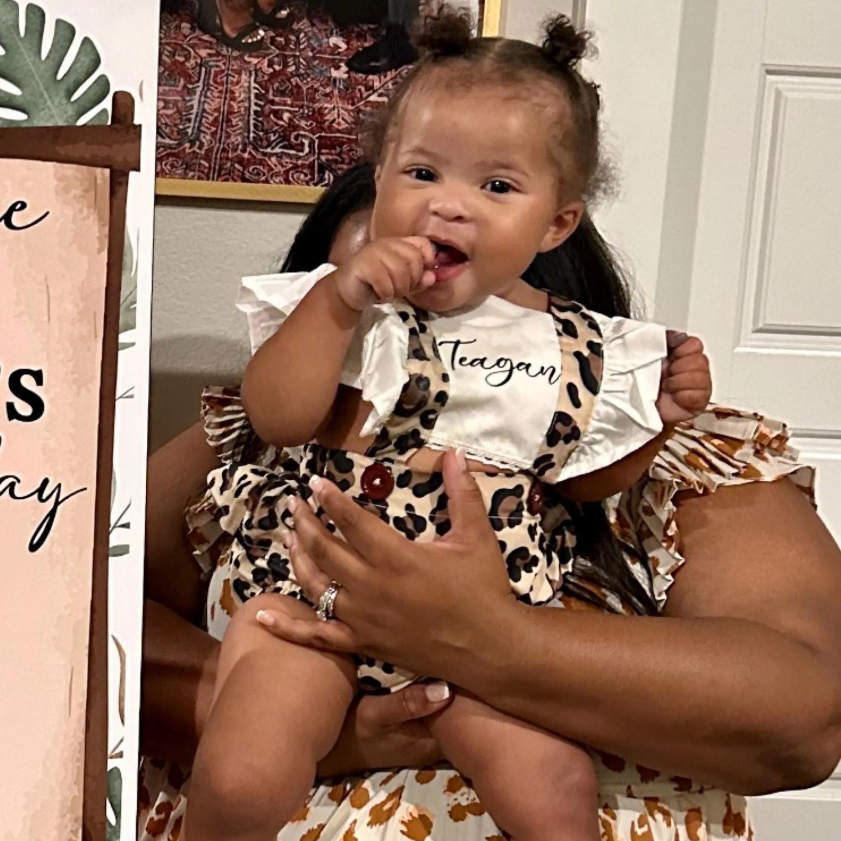 Personalised Baby Girl Leopard Animal Print Outfit Set | CWBaby222