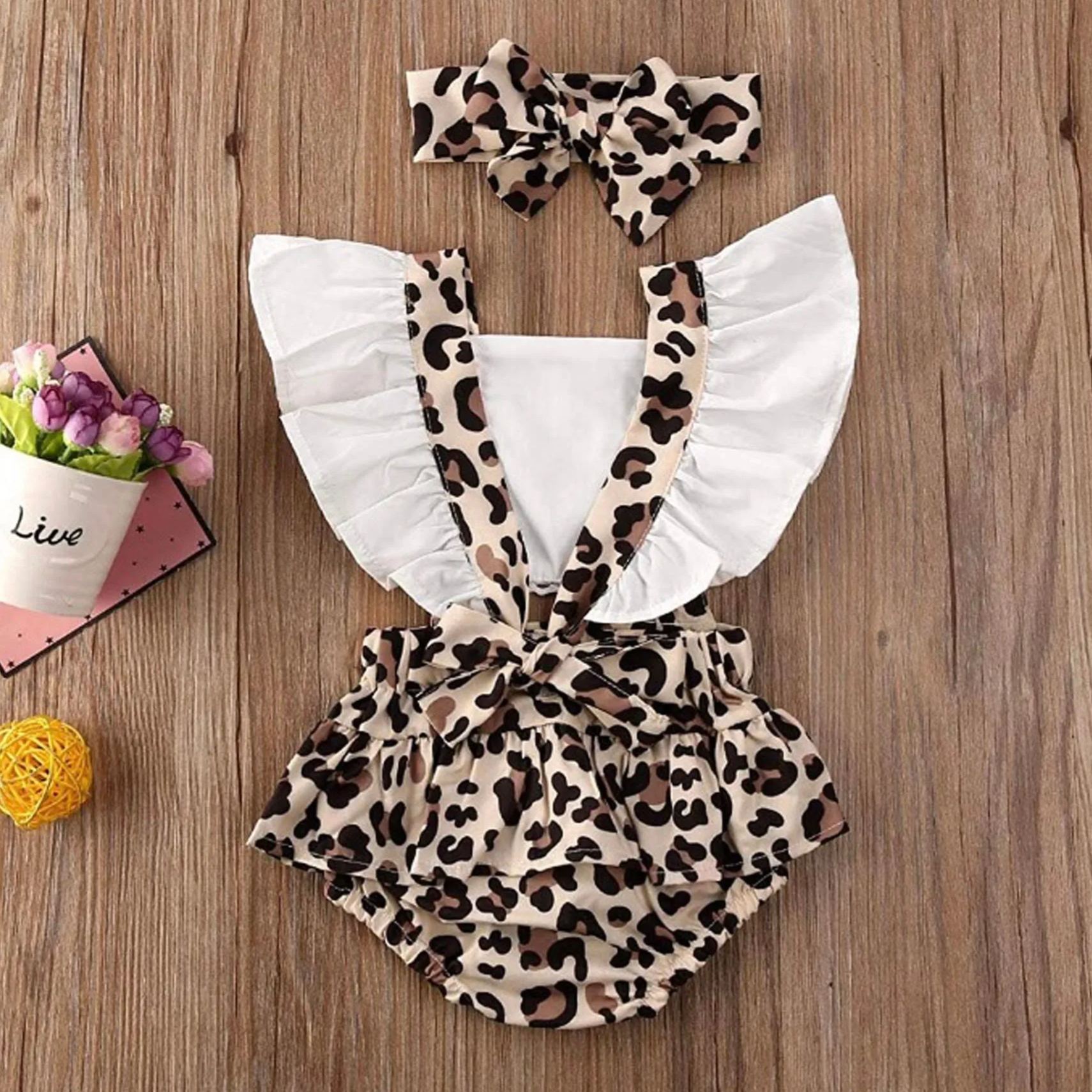 Personalised Baby Girl Leopard Animal Print Outfit Set | CWBaby222