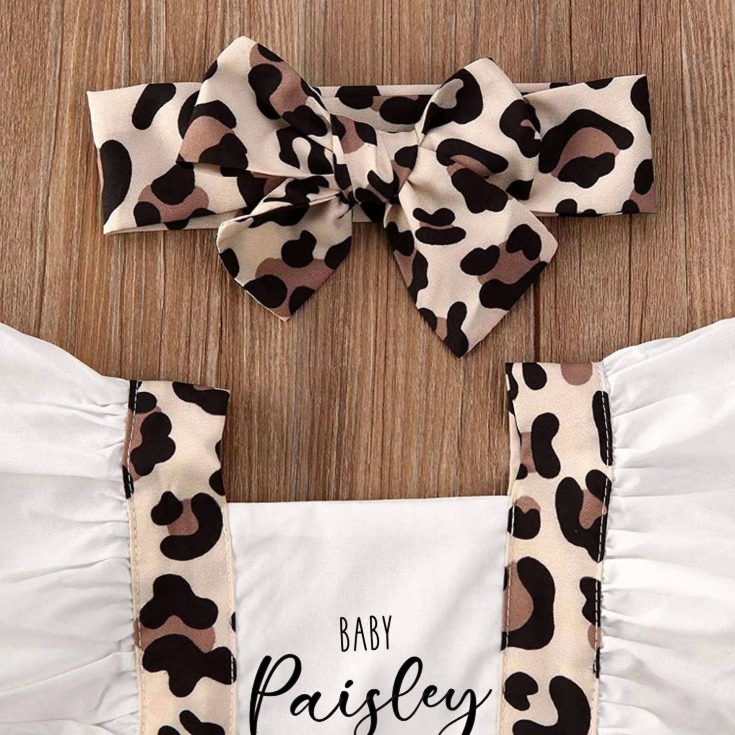 Personalised Baby Girl Leopard Animal Print Outfit Set | CWBaby222