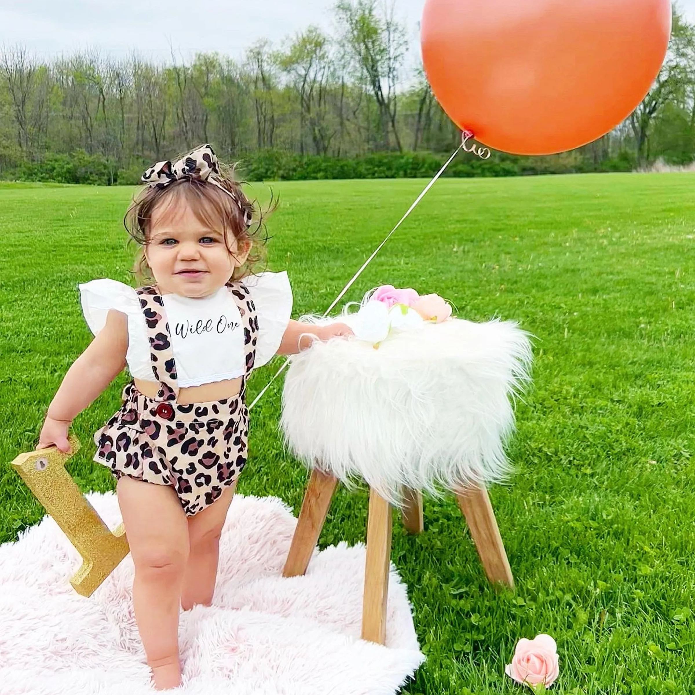 Personalised Baby Girl Leopard Animal Print Outfit Set | CWBaby222