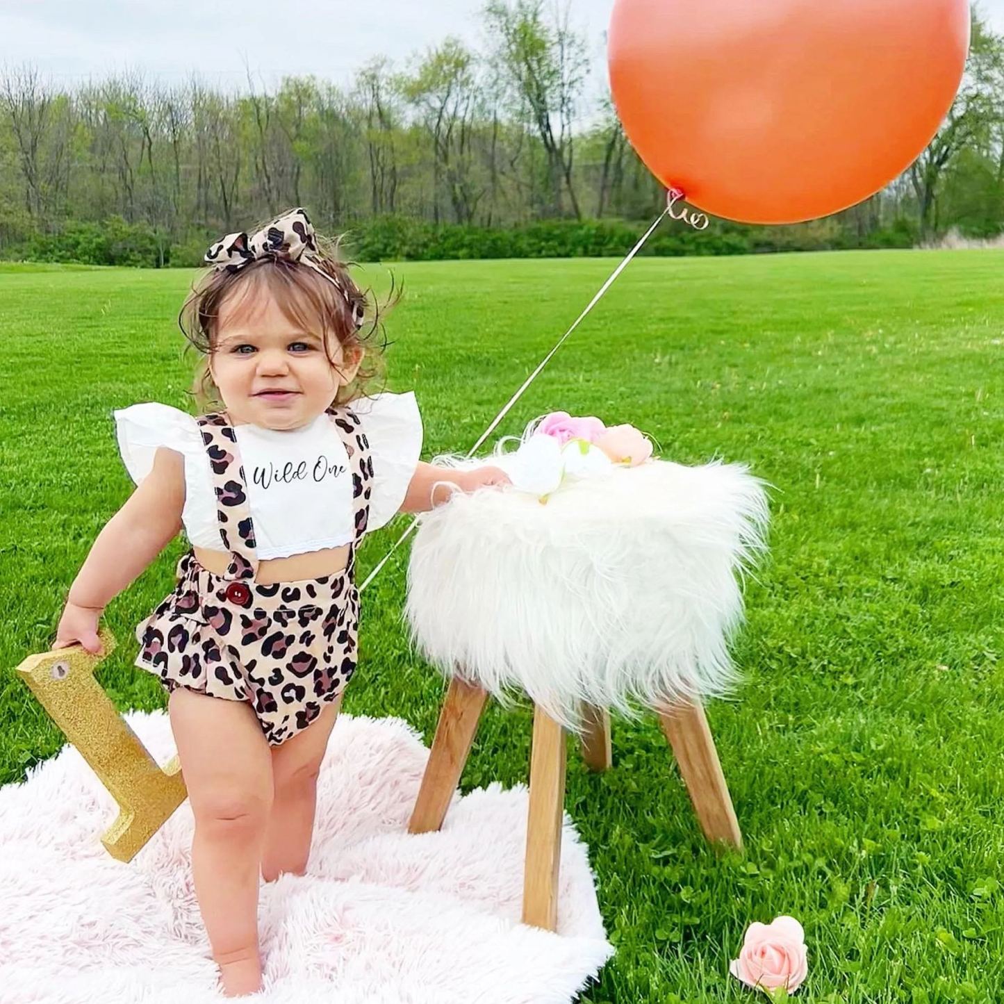 Personalised Baby Girl Leopard Animal Print Outfit Set | CWBaby222