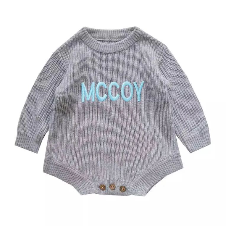 Personalized embroidered Name Baby Sweater Romper | CWBaby278