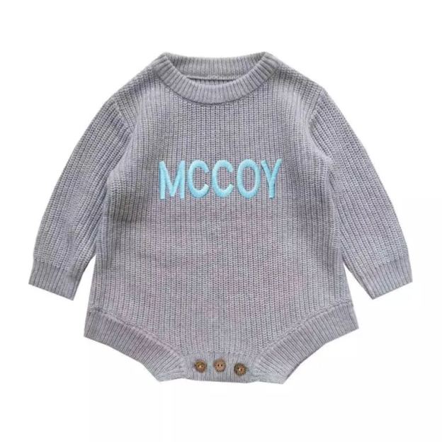 Personalized embroidered Name Baby Sweater Romper | CWBaby278