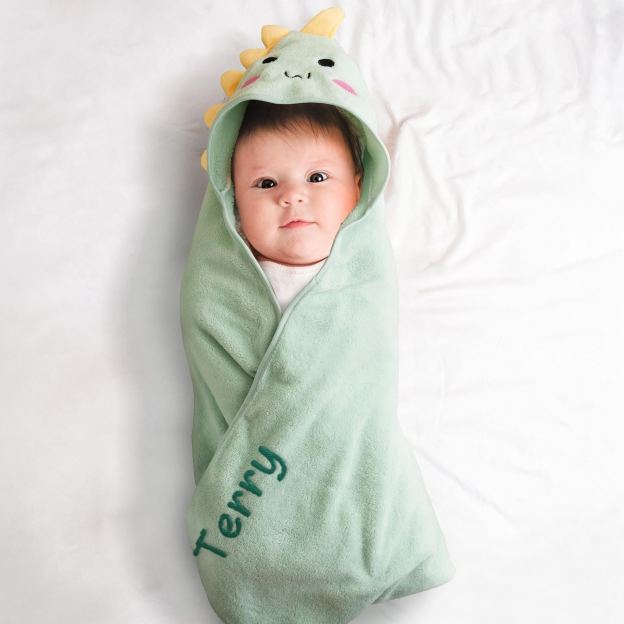 Personalized Embroidery Animal Coral Fleece Soft Hooded Towel | CWBaby142