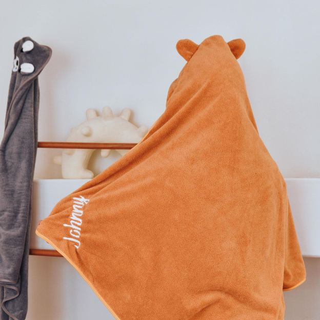 Personalized Embroidery Animal Coral Fleece Soft Hooded Towel | CWBaby142
